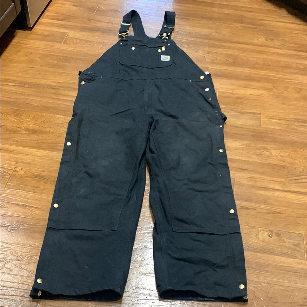 Carhartt Double Knee Black Canvas Bib Overalls